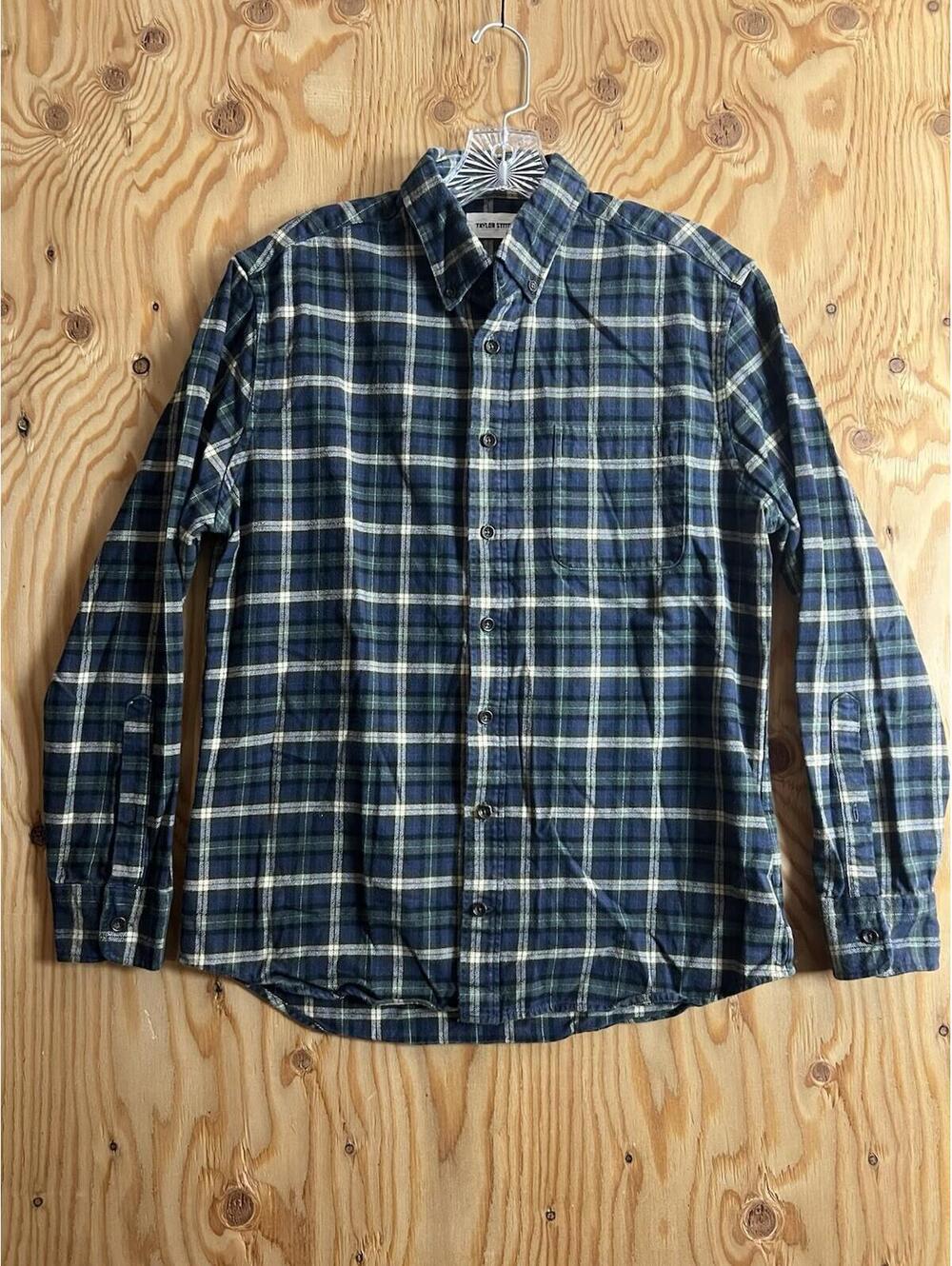 TAYLOR STITCH Mens 40 Button Front Flannel Shirt M Blue Green Plaid Cotton